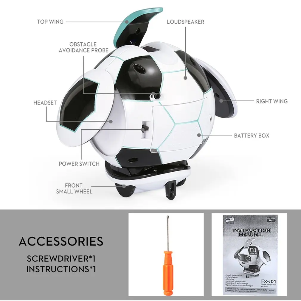 J01 Soccer Robot Speech Recognition Version Sing Dance Cool BO Ball Soccer Robot Infrared Sensor Automatic Smart Robot Toy Gifts