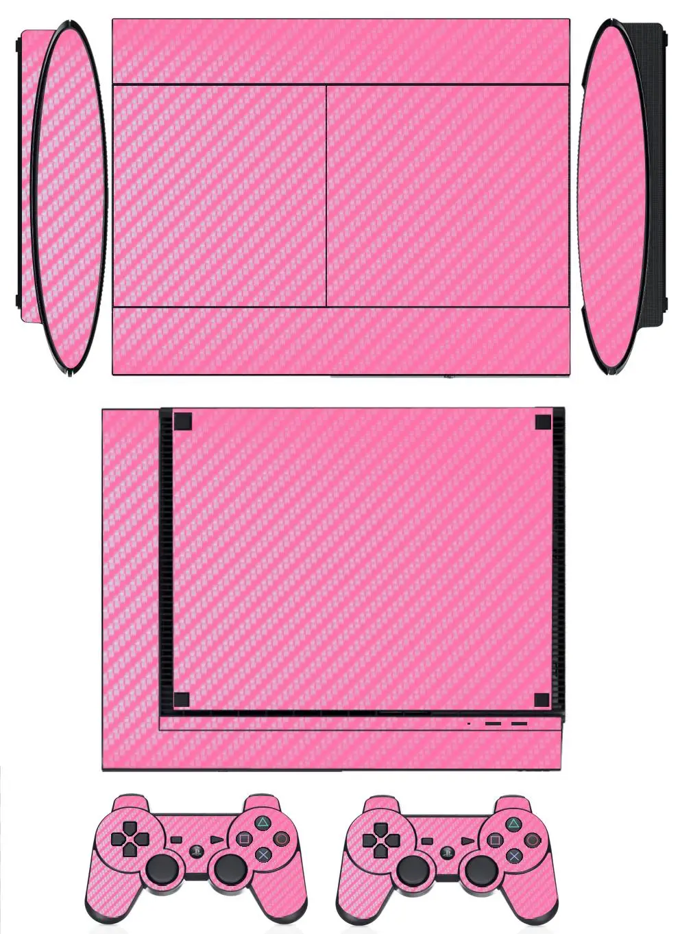 

Pink Carbon Fiber Vinyl Skin Sticker Protector for Sony PS3 Super Slim 4000 and 2 controller skins Stickers