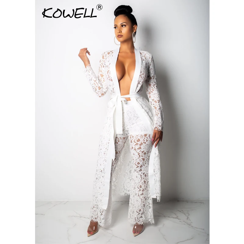 2 Piece Set Women Sexy Tops And Long Pants Two Piece Bodycon Jumpsuits Overalls Playsuit Set Women For 2018 Autumn Bandage Tops sexy women bodycon безрукавный комбинезон bodysuit hollow out вязание крючком кружева ребристые slim playsuit rompers