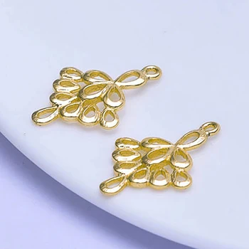 

10pcs 24k Gold Leaf Pendant Charms Jewelry Findings Wholesale Price DIY Accessories