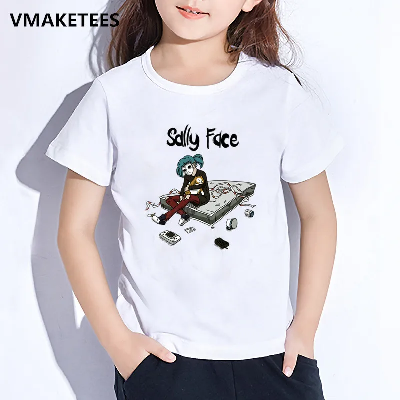 Детская летняя футболка с короткими рукавами для мальчиков и девочек, детская футболка с принтом «Игра Салли», забавная повседневная