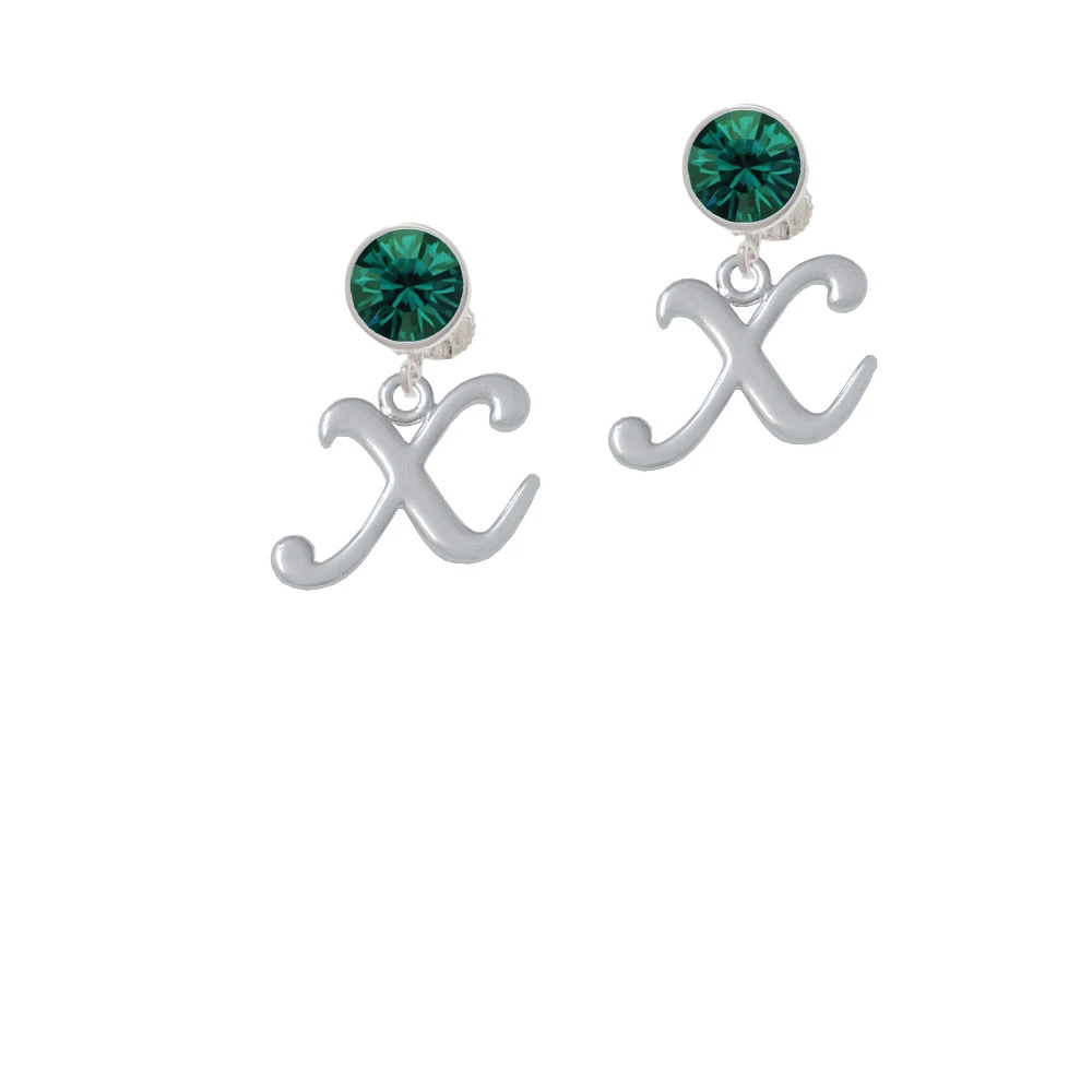Small Gelato Script Initial - X - Crystal Clip On Earrings (5)