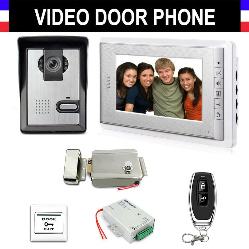 #*Cheap Video Intercom Doorbell 7 #039; #039; LCD Wired Video Door Phone System 700TVL Outdoor IR Camera with Electric Lock Remote Control Unlock