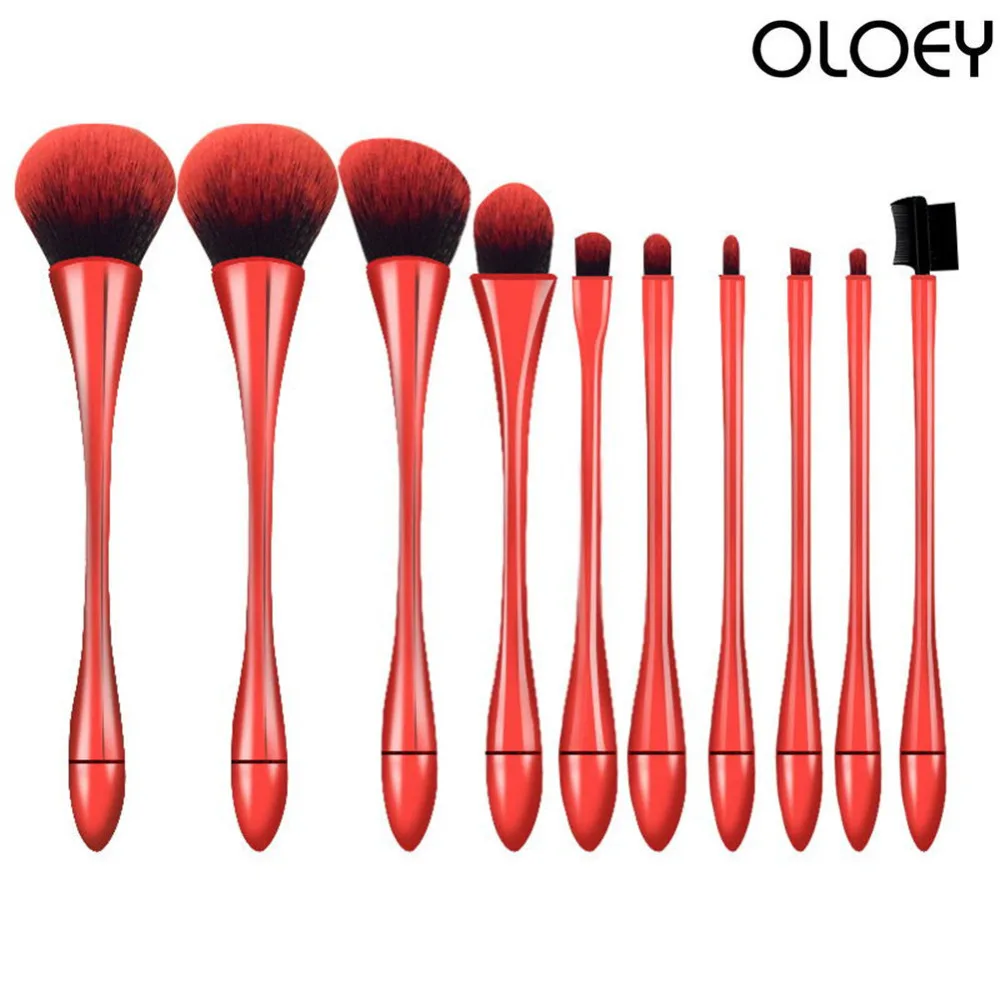 

Red Goblet Makeup Brushes Set, Holder for Foundation Eye Makeup Concealer Mascara Contour Lip Cosmetic Powder Vanity Synthetic