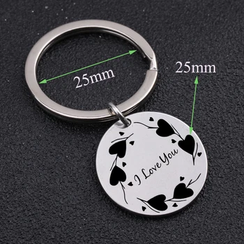 

I LOVE YOU Engraved Keychain To Couple Boyfriend Girlfriend Jewelry Heart Pattern Keyring For Birthday Anniversary Day Gift