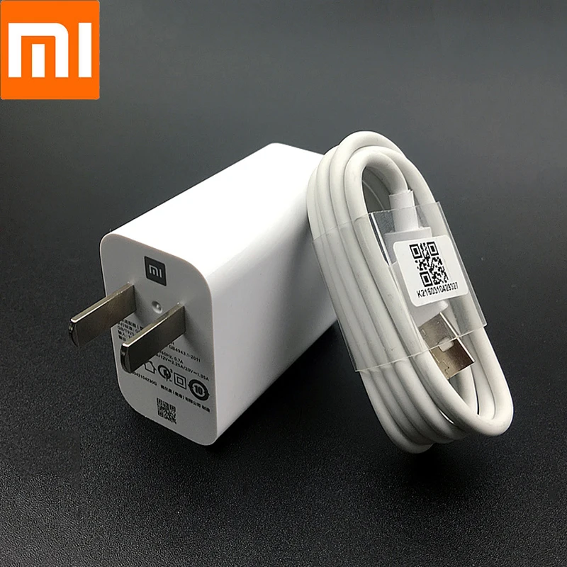 

Original Xiaomi Mi9 Fast Charger QC4.0 27W Charge power Adapter Type C Data Cable For Mi 9 8 SE 6 A2 A1 MAX Redmi Note 7 K20 Pro