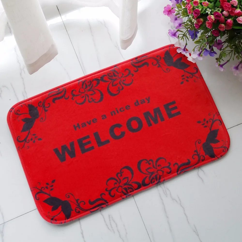 40*60cm red Door Mat Kitchen Carpets Memory Foam Bathroom