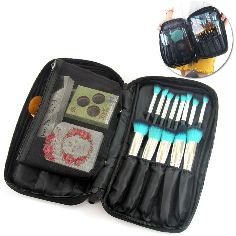 Portable 25 Makeup Brushes Set Cosmetic Bag new professional Makeup Women&#39;s Brush Bags Large ...