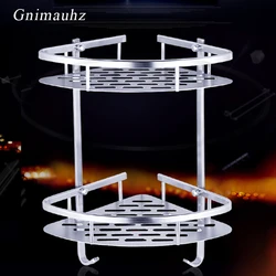 Gnimauhz 1/2/3 Layer Space Aluminum Bathroom Shelf Triangular Shower Shampoo Soap Cosmetic Rack corner storage holder shelves