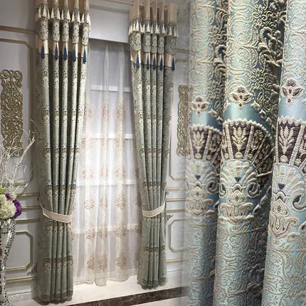 

The new European-style luxury embossed jacquard cloth curtain living room bedroom curtains