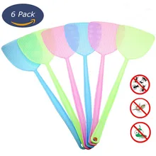 6 Pcs Fly Swatter Manual Swat Pest Control Plastic with Long Handle Assorted Sweet Colors2049