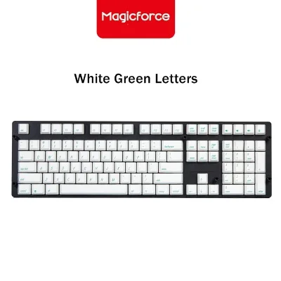 MAGICFORCE PBT Two-Color Moulding 108 Key Mechanical Keyboard Keycaps For Mechanical Keyboard Cute Mixed Color PBT Keycaps - Цвет: White Green Letters