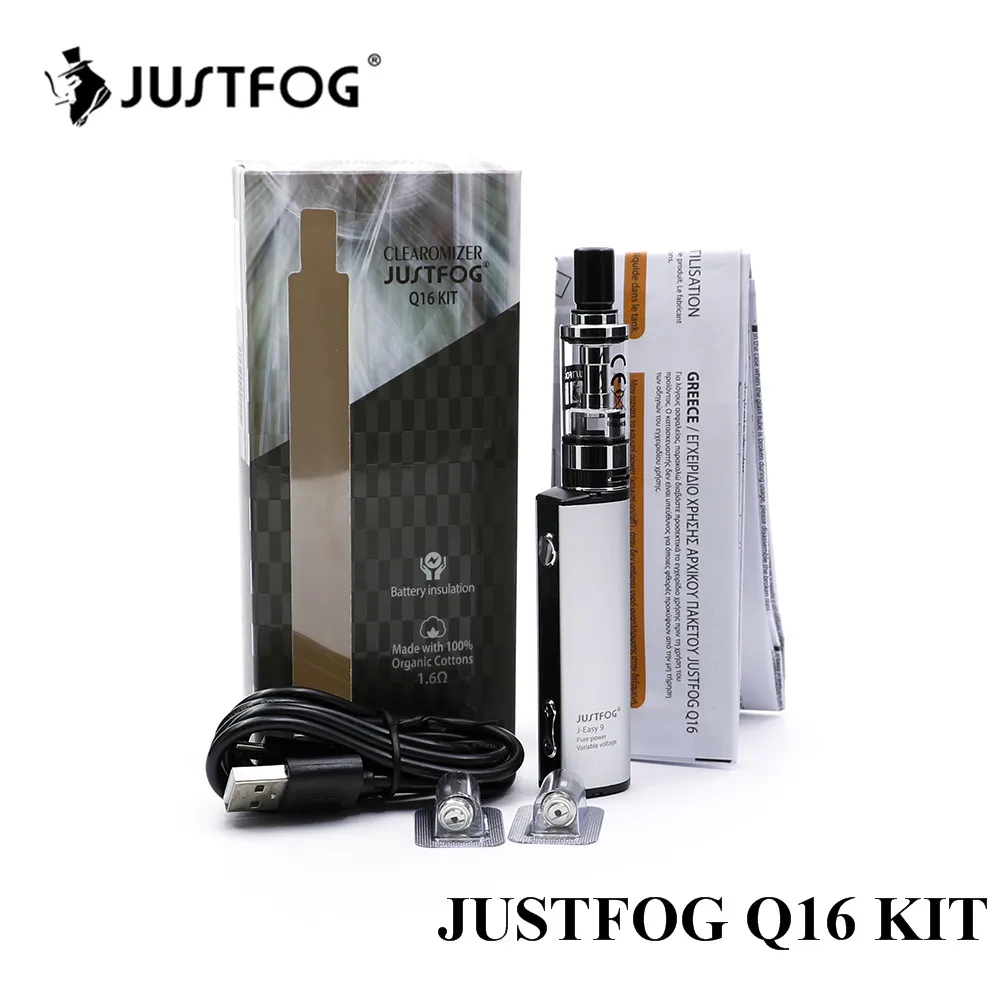 5 шт./партия Justfog Q16 стартовый комплект с 900 мАч J-Easy 9 батарея новая электронная сигарета Vape ручка комплект с 2,0 мл Q16 клиромайзер