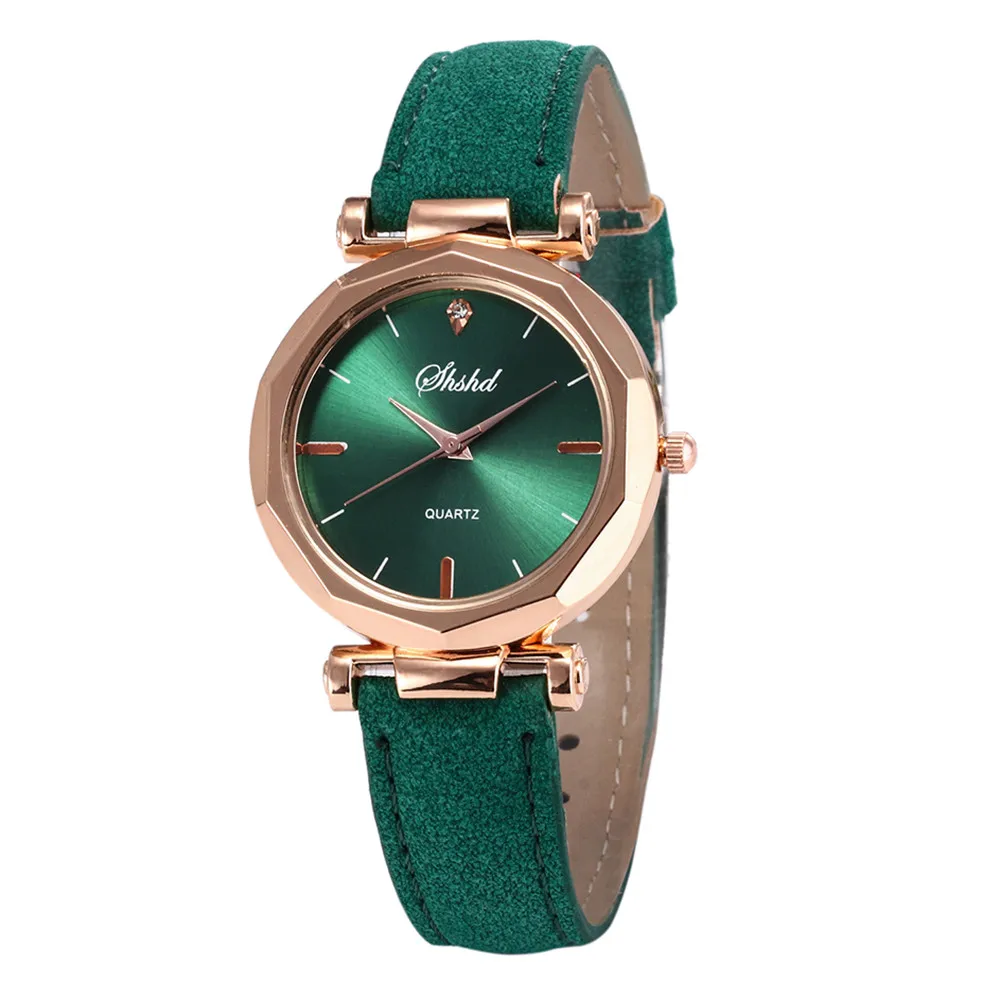 Роскошные модные женские часы, браслет, повседневные часы, женские кожаные Аналоговые кварцевые наручные часы с кристаллами - Цвет: Green