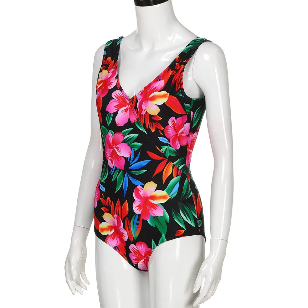 high waist bikini plus size bikinis 2018 mujer talla grande Large size flower print one-piece swimsuit suit bikini #YL