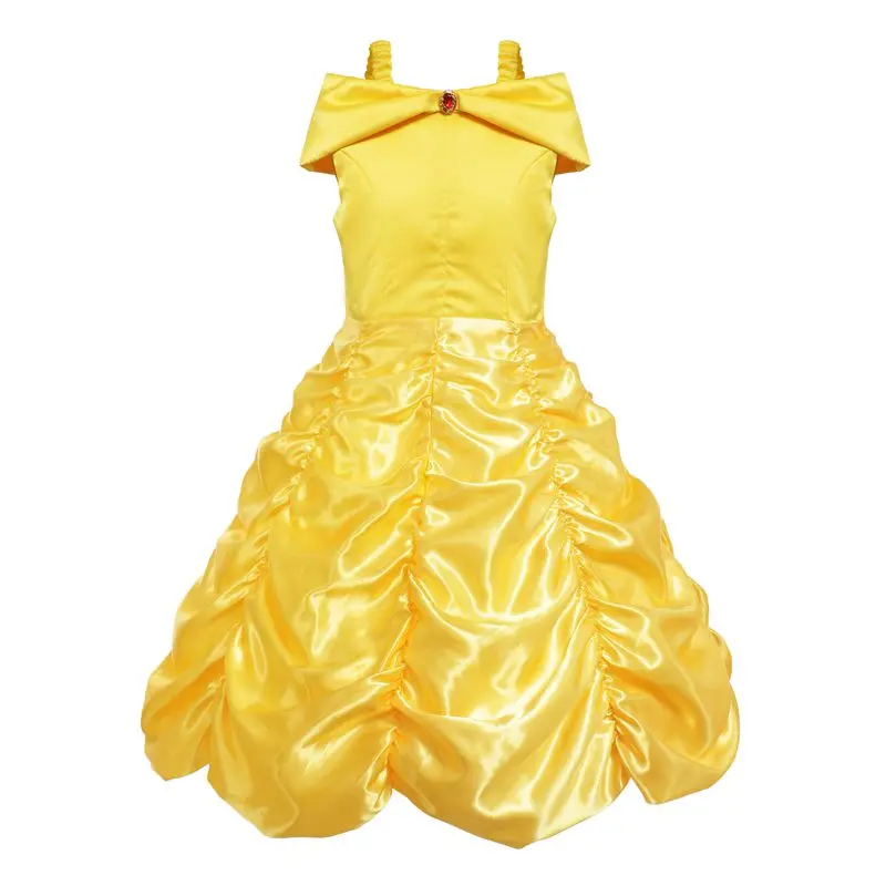 VOGUEON/нарядная одежда принцессы Белль для девочек Нарядный костюм без рукавов, Красавица и Чудовище детское бальное платье на день рождения - Цвет: Belle Dress Only
