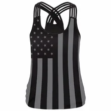 Женская майка без рукавов для йоги, спортивный топ с рисунком флага США, футболка для спортзала, мягкая компрессионная футболка, Спортивная женская спортивная одежда