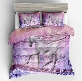 

WARM TOUR 3d Violet Unicorn bedding print twin full queen king super king bedclothes duvet cover pillow case house warming gift