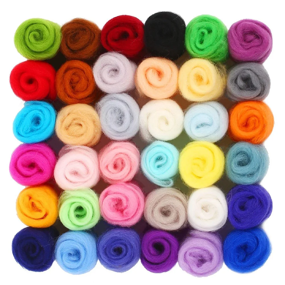 

Craft Supplies Gift Solid Home Use Felting Wool Fibre Needle Kit Manual DIY Roving Hand Spinning Sewing Tool 36 Colours