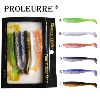 

6Pcs Soft Bait Double color Shone Fishing Lures Shads Artificial Silicone baits Bass Swimbaits Shrimp Flavor Additive Leurre