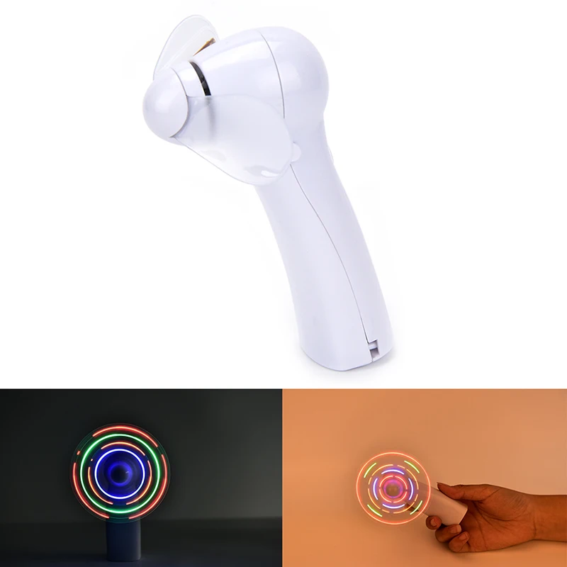 

New Portable Handheld Cooling Fan Colorful LED Mini Light Battery Power W/Strap Night Light Hot Sale