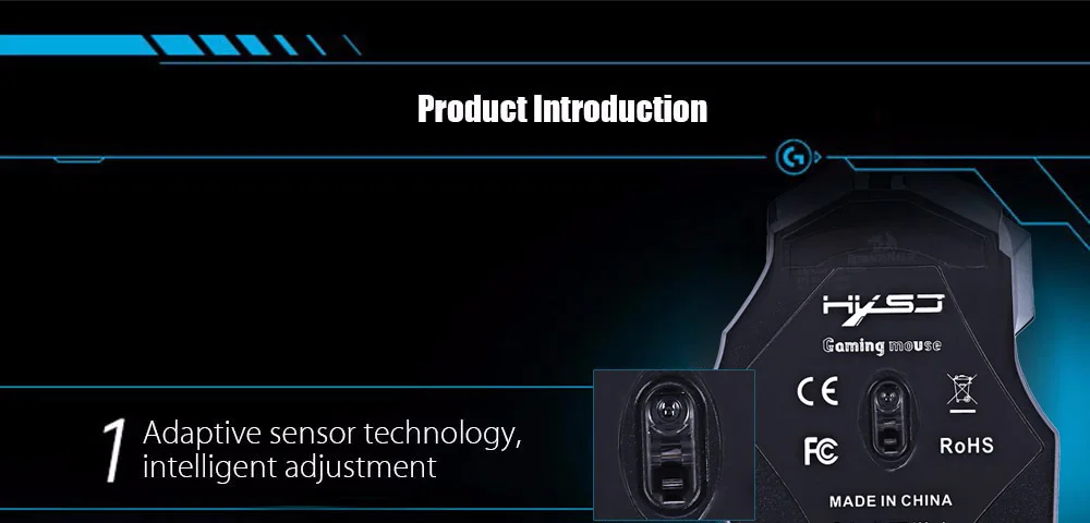 HXSJ H100 3200DPI Wired Optical Game Mouse with LED Light