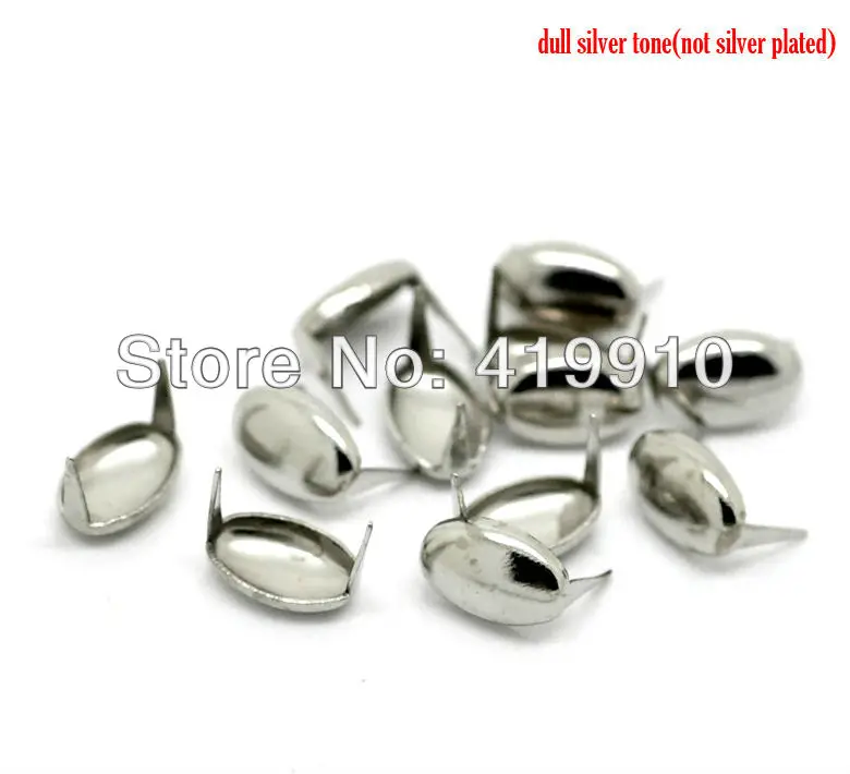 

Free shipping -500PCs Silver Tone Oval Spike Rivet Studs Spots 8mmx5mm( 3/8"x 2/8") Bag Leather Clothes J1763