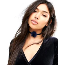 2016 color 6 nueva hot boho collar choker collar declaración mujeres ronda moda cuello de piel bola burlesque gótica hecha a mano de la joyería
