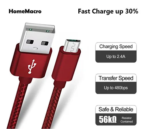 High Quality Extra Long Nylon Braided Micro USB Cable Fast