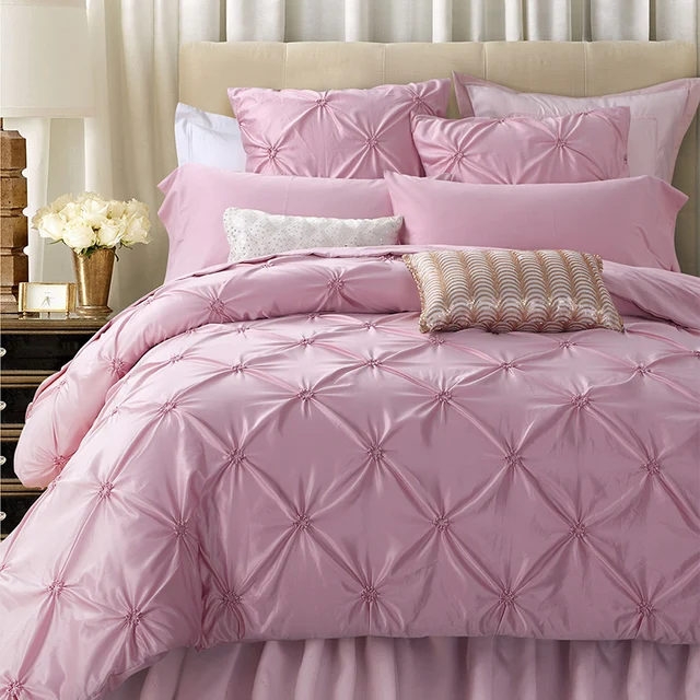 Sunnyrain 4 6 Pieces Handwork Pinch Pleats Luxury Bedding Set King Sunnyrain 4 6 Pieces Handwork Pinch Pleats Luxury Bedding Set King Bed