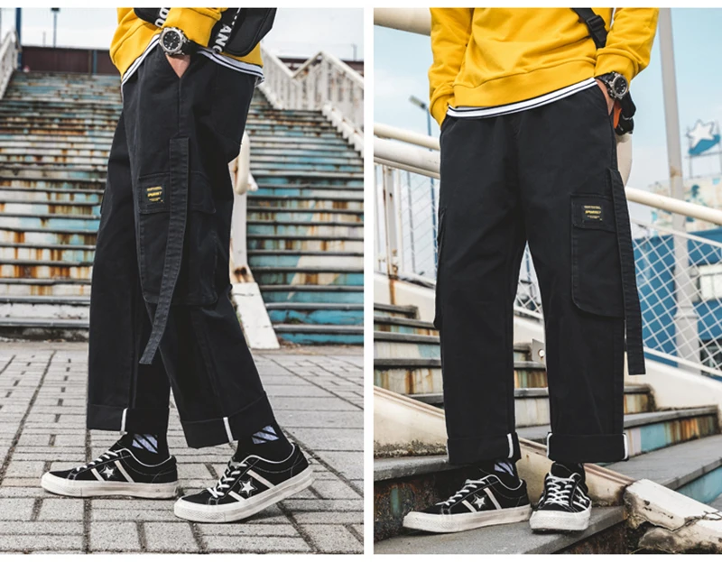 Korean Streetwear Harajuku Pants Men Fashion Street Style Cargo Pants  (6)