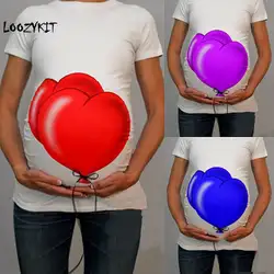 Oeak для женщин Беременность футболки летние шорты рукавом печатать воздушный шар средства ухода за кожей для будущих мам футболка с круглым