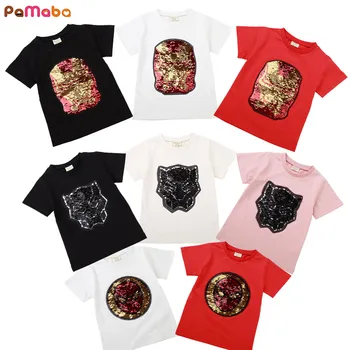 

Children Cool Superheroes Tee Clothes Available for Boys Girls Reversible Sequins Spider Man Iron Man Cartoon Tops Kids T Shirt