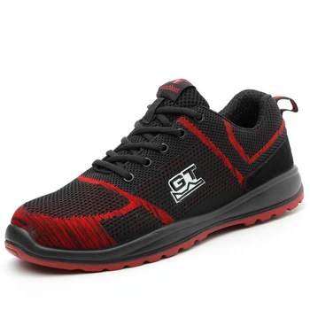 

British style brand designer mens big size breathable mesh steel toe caps work safety shoes builder sneakers security boots male