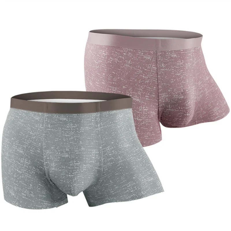 

2pcs/set Mens Panties 50S Micro Modal Hot-pressiong Edging Belt Underpant Comfortable Close Skin Boxer Shorts