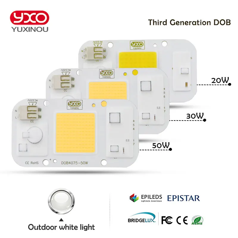 SMD COB Точечный светильник AC 220 В DOB чип для светодиодной лампы Beans Smart IC 20 Вт 30 Вт 50 Вт энергосберегающая наружная лампа белый/теплый супер яркий светильник