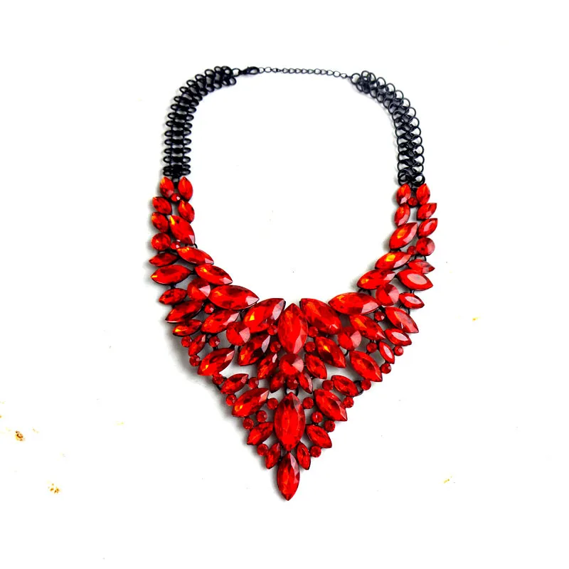 

Big Women Collier Femme Necklaces Pendant Blue Red Statement Bijoux Fashion Crystal Jewelry Choker Maxi Boho Vintage Jewellry
