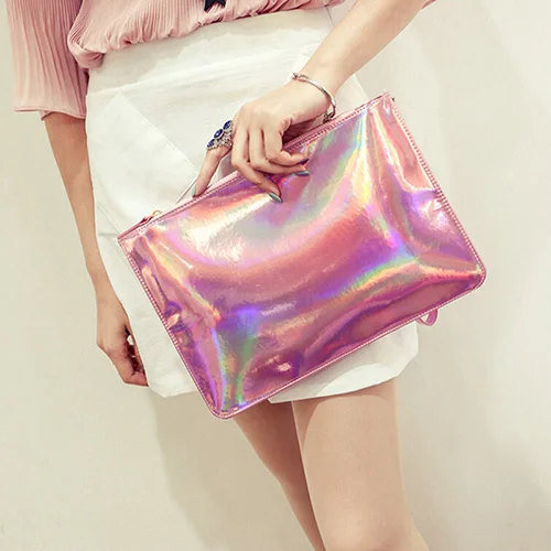 1pcs Ladies Envelope Clutches handbag Laser women bags Designer clutch bag Fashion women messenger bags