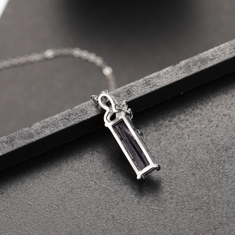 Ожерелье из стерлингового серебра S925 пробы с аметистом, подвеска Bizuteria для женщин, цепочка с замком, Фиолетовый Сапфир, Colgante De 925, подвеска pierscionk