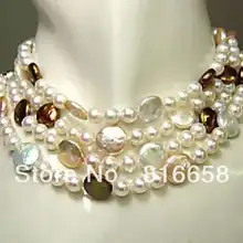 Благородный Подлинная 10-11 мм Южных морей монета жемчужное ожерелье длинные 60 дюймов