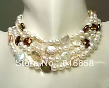 

Free shipping@@Noblest genuine 10-11mm southsea coin pearl necklace long 60inch