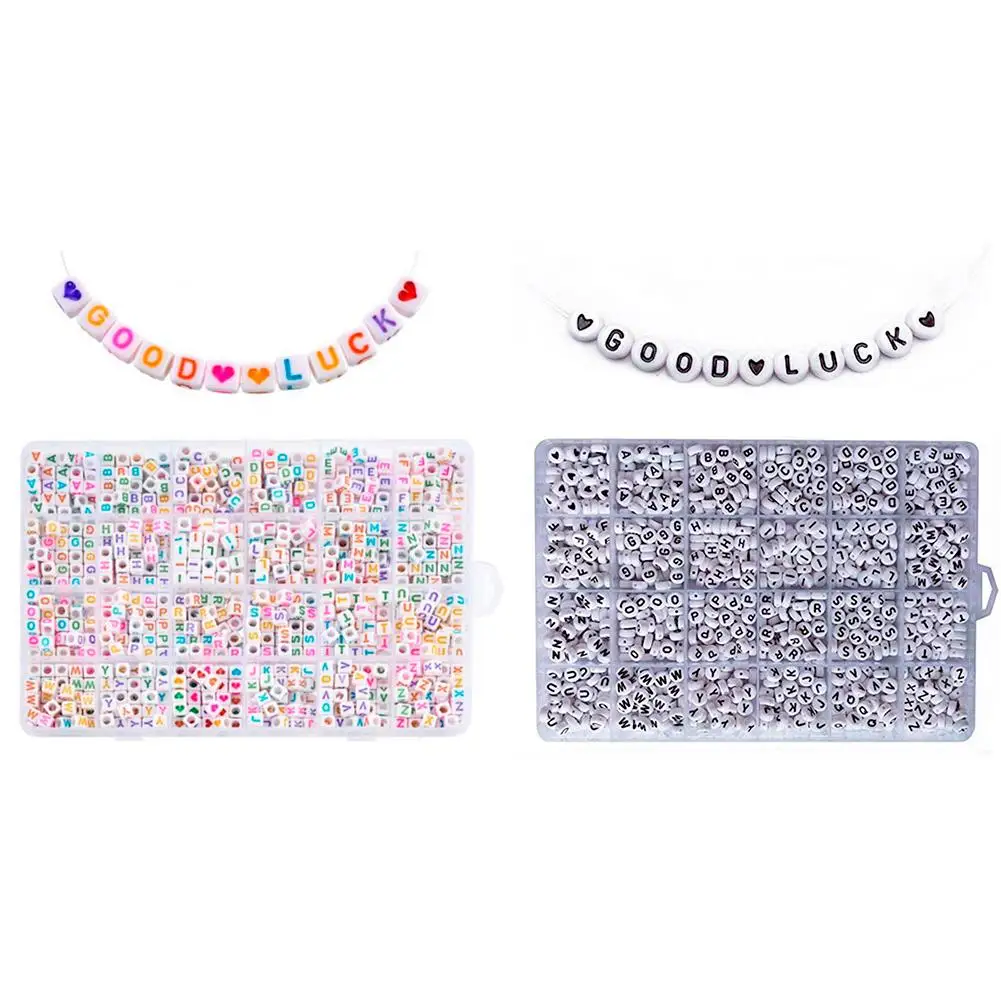 

1200PCS DIY Letter Beads Round Beads A-Z Heart And Alphabet Letter Beads For Bracelets Jewelry Making Necklaces Key Chains