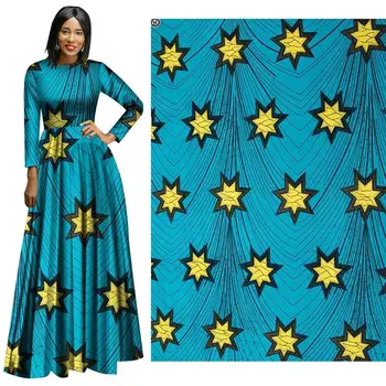 

blue Star polystyrene dye cloth flat pattern geometric pattern double-sided print cloth african fabric wax print 100% Polyester