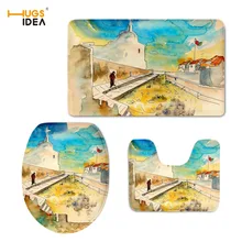 HUGSIDEA 3 шт. комплект 3D картина Туалет Чехлы для сидений мотоциклов Домашний Декор Ванная комната Нескользящие Ковры wc мягкой крышку унитаза колодок Обложка туалет Подушки