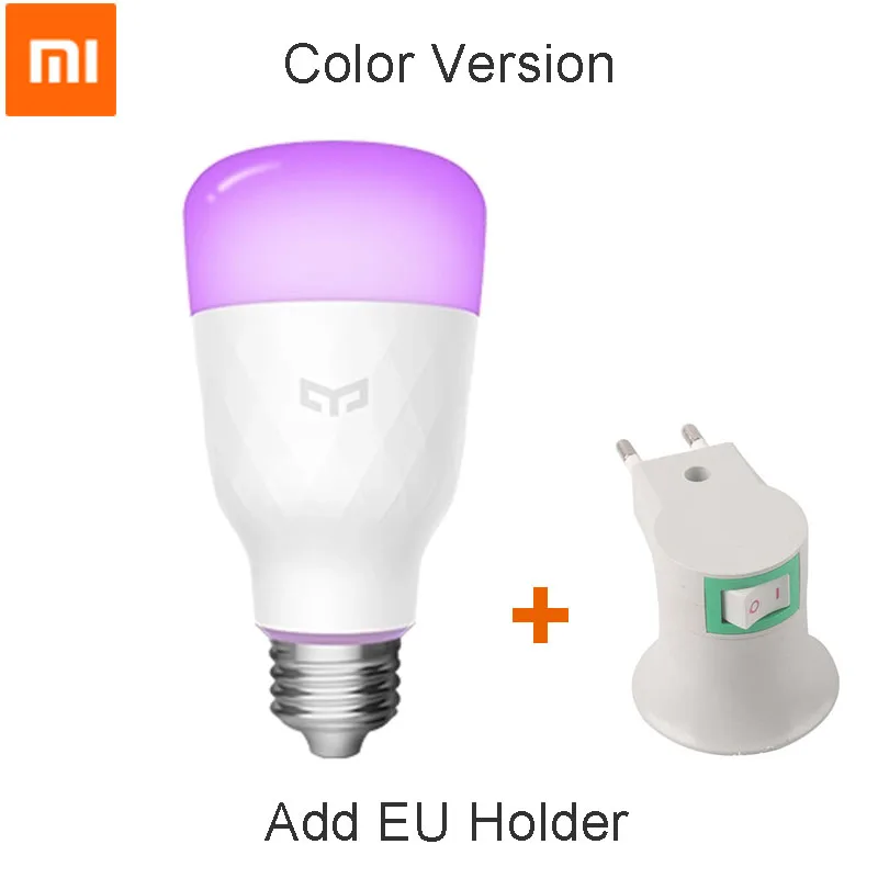 Xiao mi Yeelight умный светодиодный светильник E27 10 Вт цветной RGBW Белый версия 800 люмен Wifi mi Home App пульт дистанционного управления - Цвет: Colorful add adapter
