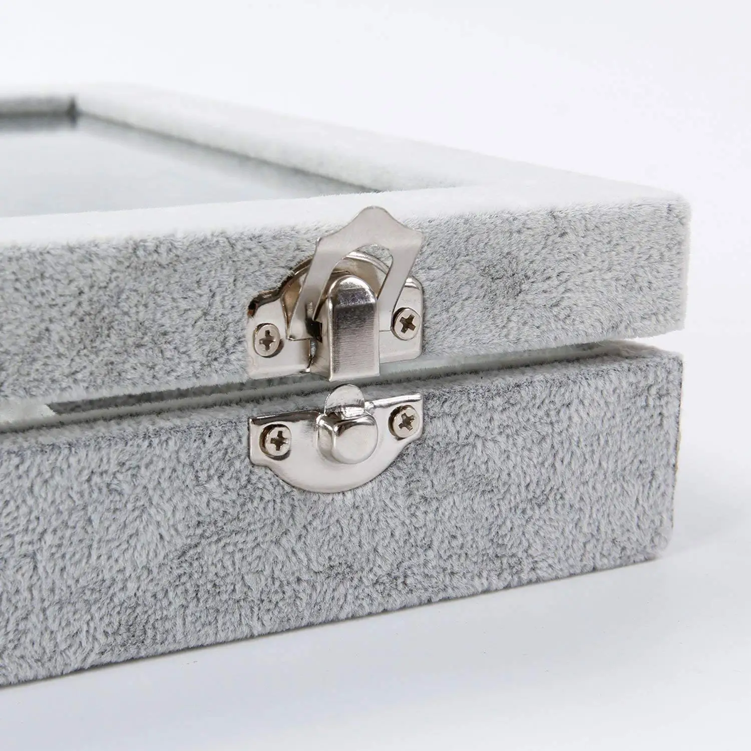 24 Сетка ювелирные изделия неглубокий ящик, стенд Дисплей коробочка для сережек Дисплей стенд шкатулка для ювелирных украшений серебро
