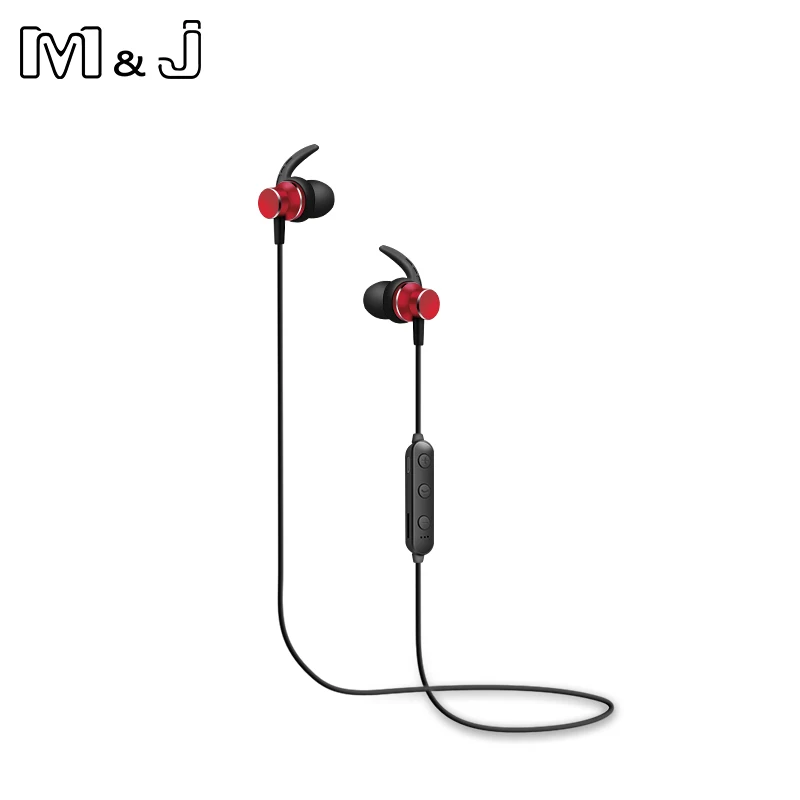 M& J bluetooth-наушники на шею магнит TF карта беспроводные наушники для Xiaomi iPhone наушники стерео auriculares fone de ouvido - Цвет: Красный