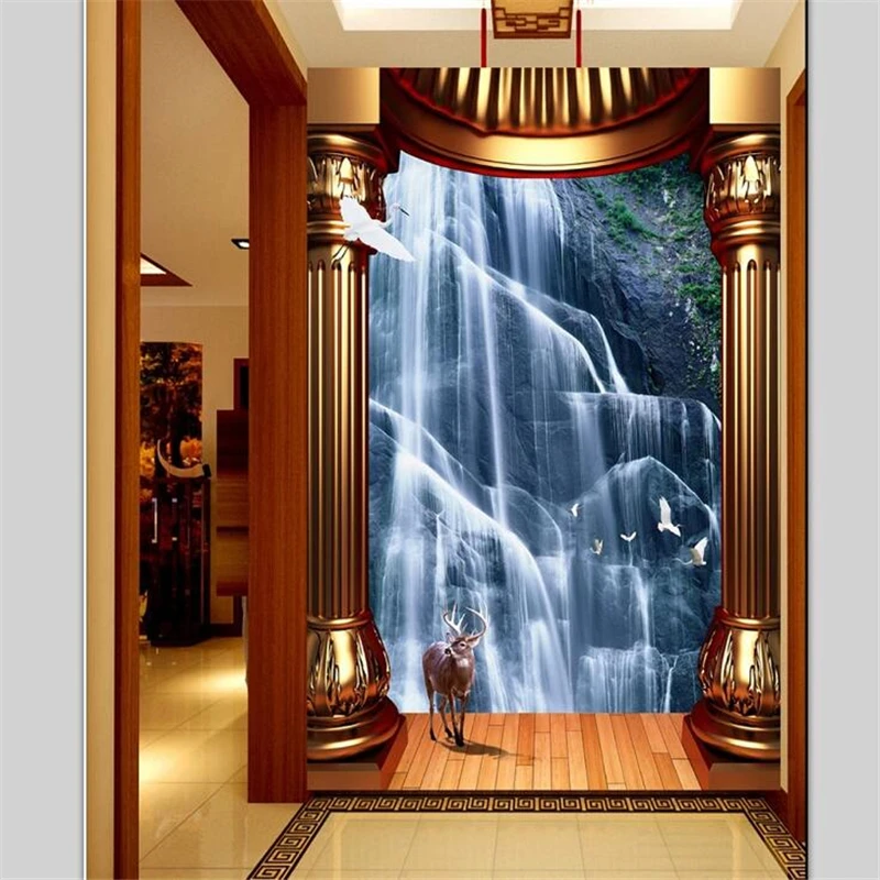 

beibehang Flowing 3D stereoscopic conception porch 5D concave and convex decorative painting 8D green crystal embossed wallpaper