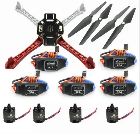 JMT F450-V2 Frame Kit with Air Gear 450 Power Air2216+T1045 Combo 30A ESC for DIY RC FPV Drone Quadcopter - Цвет: Черный