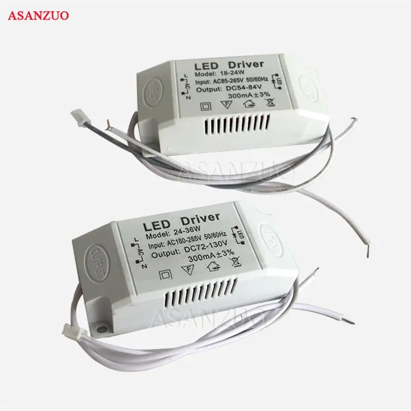 24-36W LED Driver 24-36W Constant Current 300mA High Power AC 85-265V Connector External Power Supply LED Ceiling Lamp Transformer